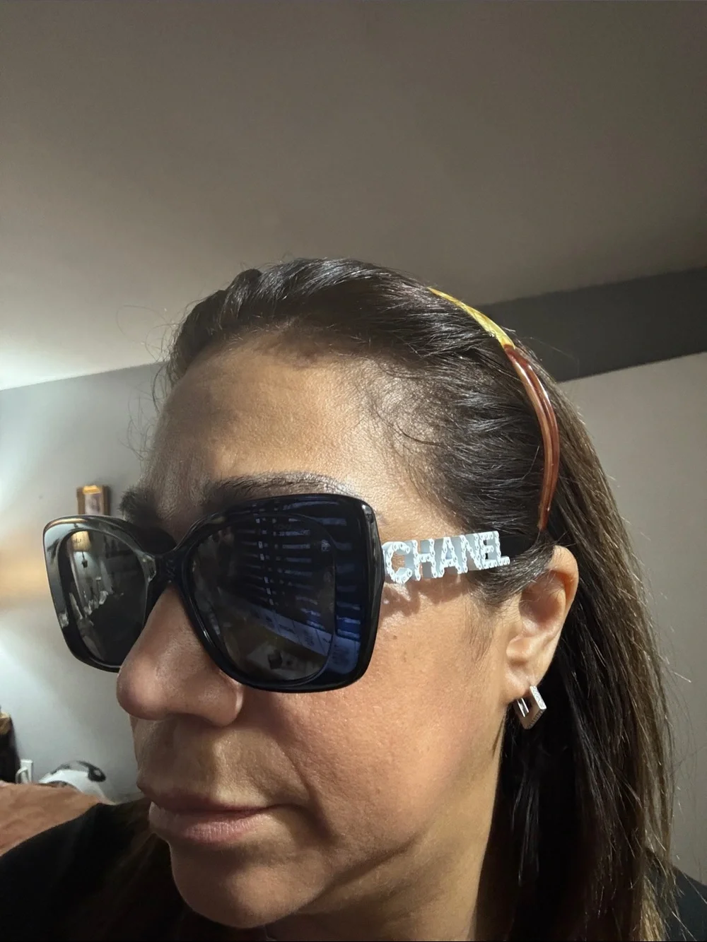 CHANEL Black Quilted Sunglasses Case with Gold CC Emblem